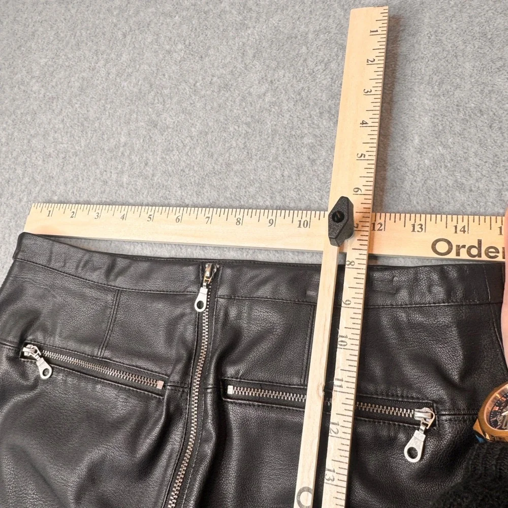DAVID LERNER‎ Faux Leather Mini Skirt Zipper Detail XS Grunge Punk